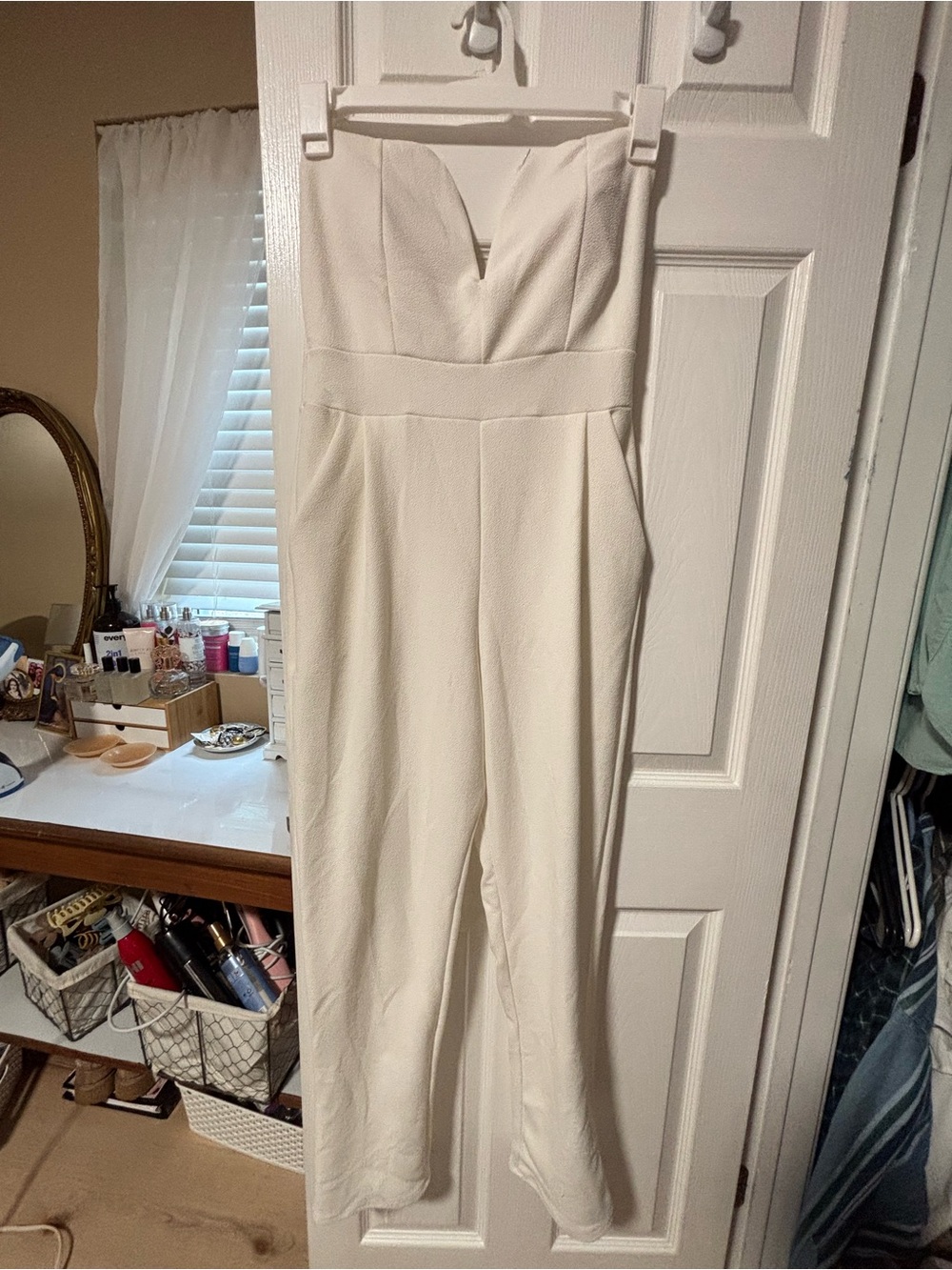 Charlotte Russe Strapless Cream Jumpsuit